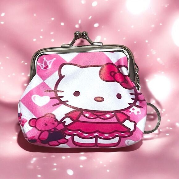 Pink Hello Kitty Teddy Bear Keychain Coin Purse NWOT - Picture 1 of 2